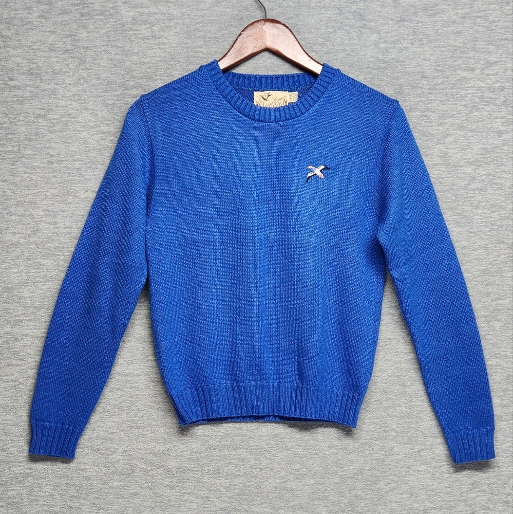 Vintage 80s Outward Bound Blue Crew Neck Sweater Duck Cabin Cottagecore Academia